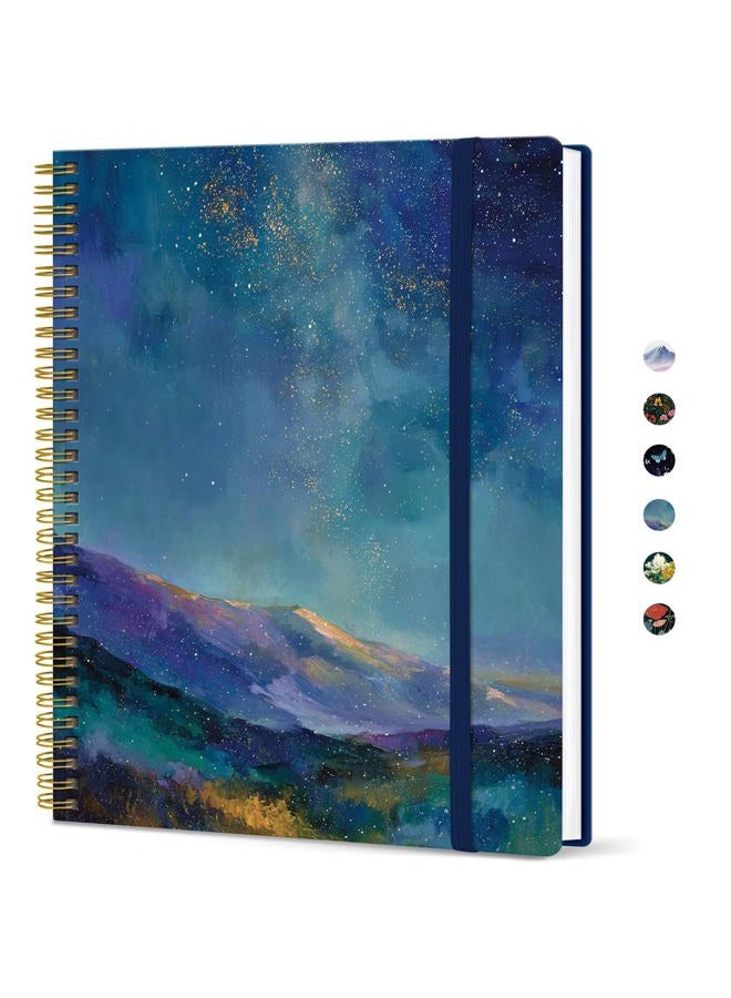 Taja Pretty Lined Spiral Journal Notebook For Women, 8.5"x11" Aesthetic Cute Large Notebooks for Work & Note Taking, College Ruled Journaling Notebook for Writing, Plastic Cover, Starlit Peaks - Image 1