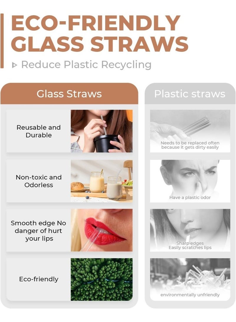 ترينفي مجموعة من 4 شفاطات زجاجية منحنية مع فرشاة تنظيف | شفاطات شرب شفافة قابلة لإعادة الاستخدام للعصائر، والميلك شيك، والشاي المثلج، والقهوة | شفاطات زجاجية صديقة للبيئة - Image 5