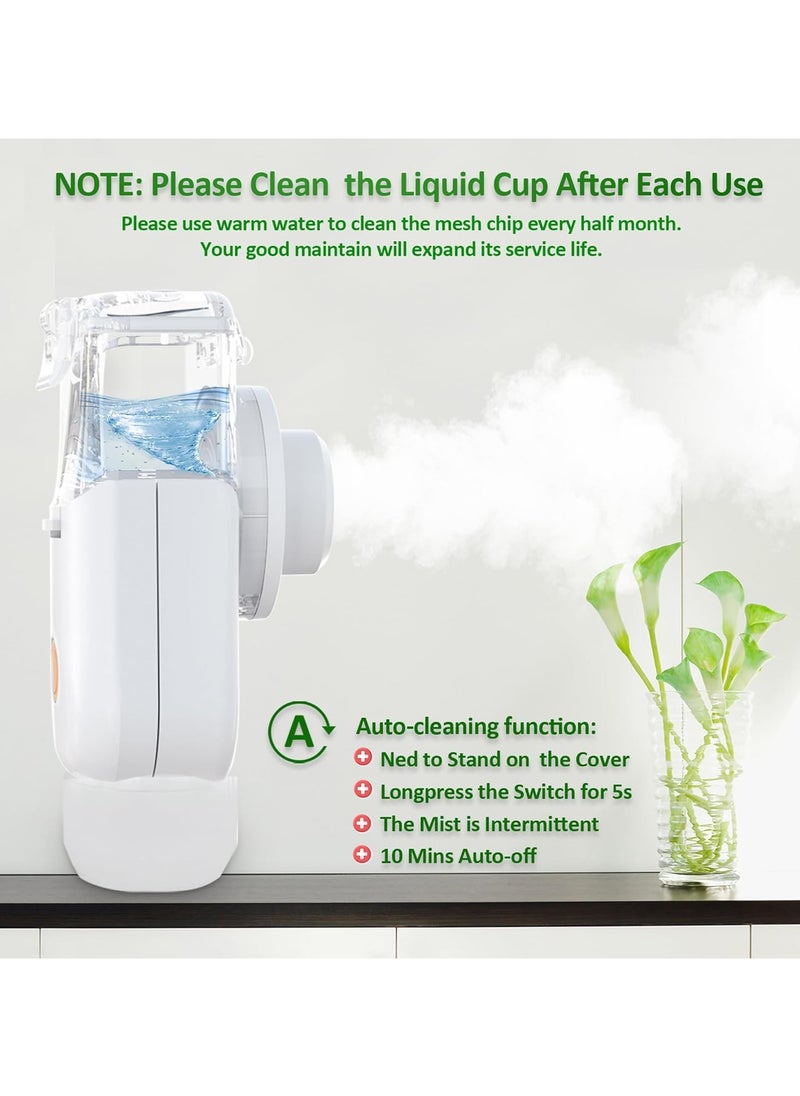 Ultrasonic Mini Portable Rechargeable Nebulizer For Kids & Adults, 400mAh Battery, Ultra Quiet, Oral & Nasal Care Nebulizer for Breathing Problems - White