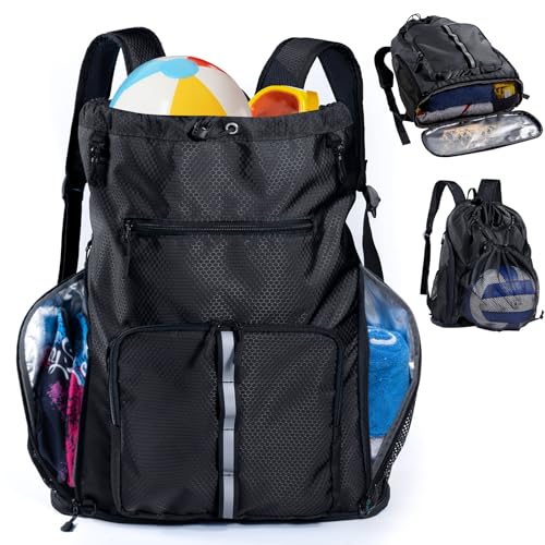 VIGEGARI Large Beach Backpack Waterproof Sandproof Customized Oversized Drawstring Pool Bag with Shoe Compartment for Toiletries Towels Gym Travel - Image 1