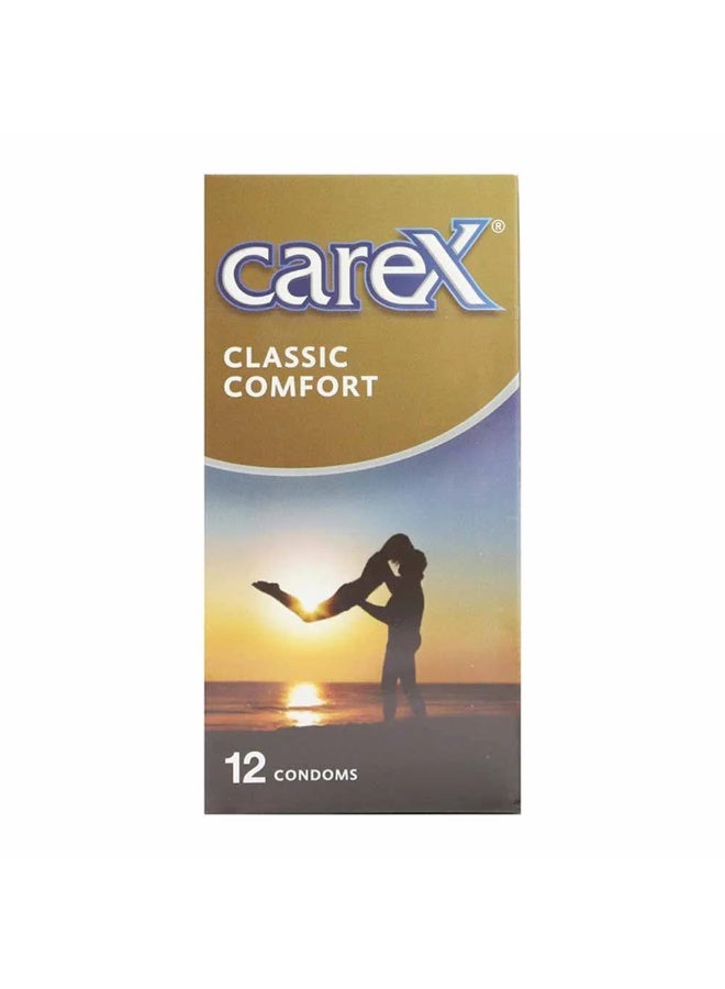 Carex Classic Comfort Condoms, Natural Latex Condoms Pack of 12 Condoms
