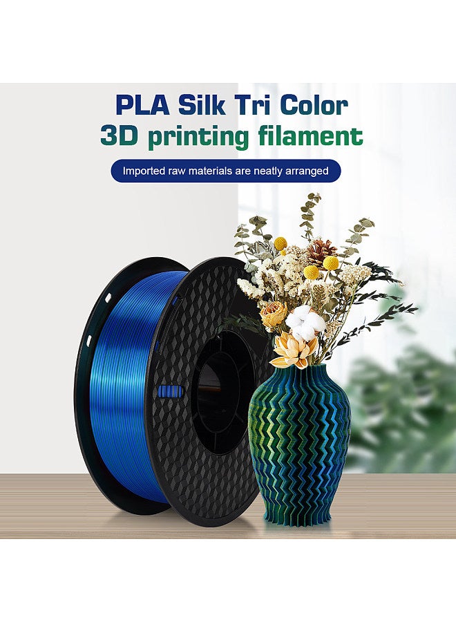 KINGROON 3D Printer PLA Filament 1KG 1.75mm Triple Color Silk PLA Filament 3D Printing Material Degradable Eco- friendly Spool Dimensional Accuracy +/-0.03mm Standard 1 Roll - Green&Blue  - Image 4