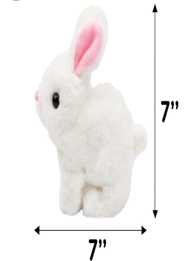 ALESSO Cut Rabbit Toy Hopping Walking Bunny Toy with Sounds, Jumping Rabbit Wiggling Ears, Twitching Mouth and Nose, Educational Interactive Bunny Rabbit Toy for Baby Kids (White) - Image 3