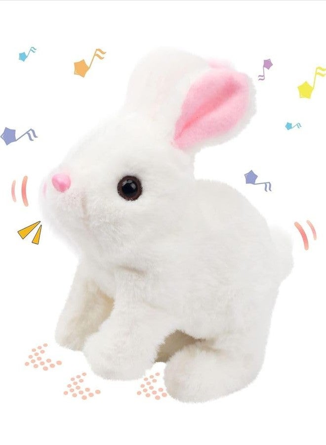 ALESSO Cut Rabbit Toy Hopping Walking Bunny Toy with Sounds, Jumping Rabbit Wiggling Ears, Twitching Mouth and Nose, Educational Interactive Bunny Rabbit Toy for Baby Kids (White) - Image 1