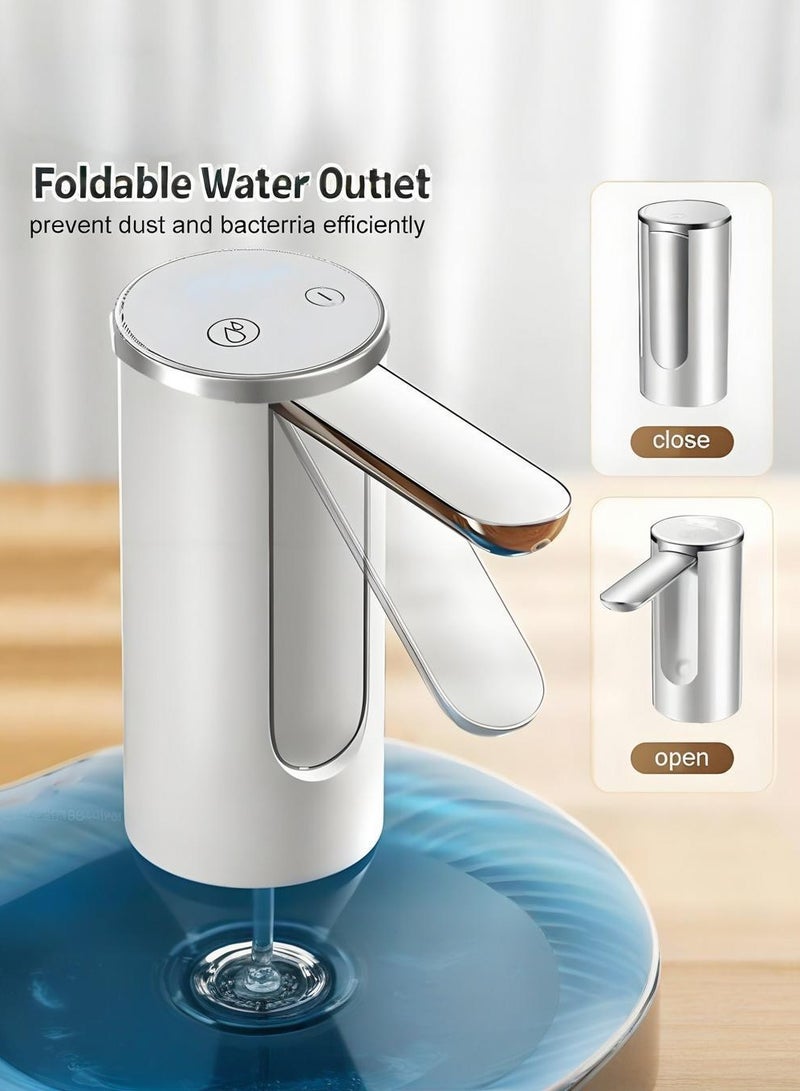 XiuWoo Automatic Water Dispenser – USB Type-C Rechargeable Drinking Water Pump, Low-Noise, Portable, Suitable for Universal 1-5 Gallon Water Bottles (White) - Image 3