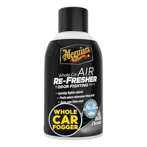 Meguiar's Whole Car Air Refresher, Car Odor Eliminator Spray Permanently Eliminates Unwanted Vehicle Odors Throughout Your Interior, Black Chrome Scent, 2 Oz Aerosol Canister - Image 1