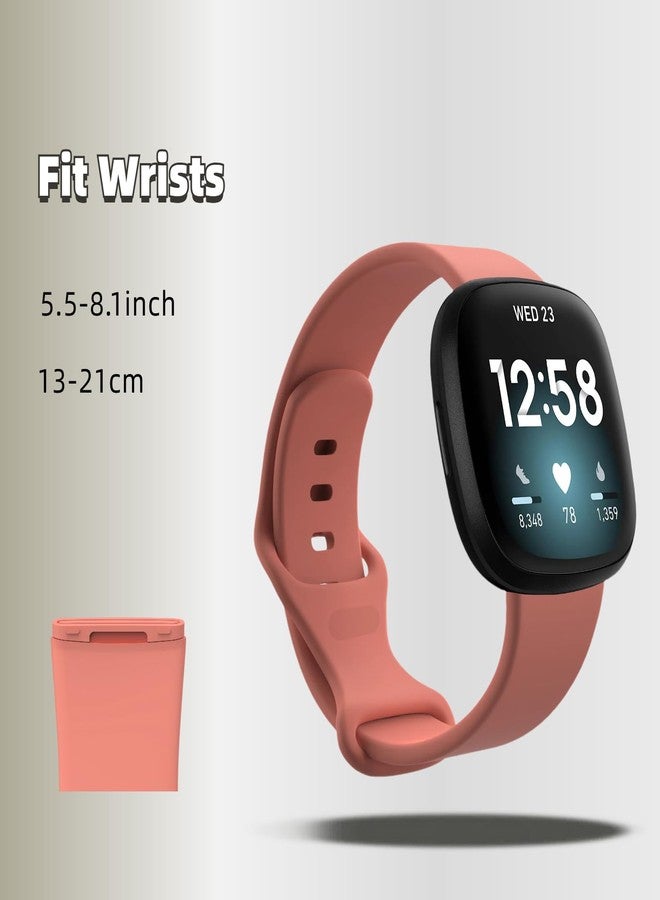 سوار سيليكون قابل للتهوية من QHBAMD متوافق مع ساعة Fitbit Versa 3، غطاء حماية من البولي كربونات لساعة Versa 3 (وردي) - Image 4