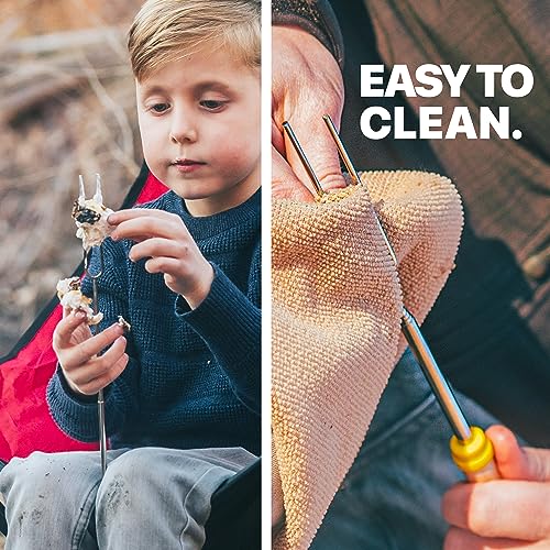 MalloMe Smores Sticks for Fire Pit - Accessories for Campfire Marshmallow Roasting Sticks Smores Kit Outdoor - Smore Skewers Hot Dog Fork For Outside, Camping Essentials Bonfire Gear Long 32" 5 Pack - Image 5