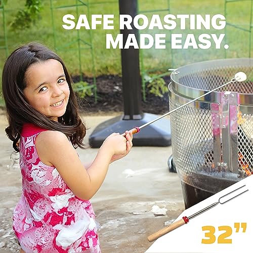 MalloMe Smores Sticks for Fire Pit - Accessories for Campfire Marshmallow Roasting Sticks Smores Kit Outdoor - Smore Skewers Hot Dog Fork For Outside, Camping Essentials Bonfire Gear Long 32" 5 Pack - Image 2