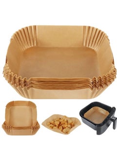 Generic 50-Pack Square Parchment Paper Air Fryer Liners - Food-Grade Safe Baking and Roasting Liner for Microwave - Square Disposable Air Fryer Paper Bowl, Safe Liners for Air Fryers - Fits 16cm Fryer Baskets - Oil & Water Resistant Parchment Baking Paper  - Image 1
