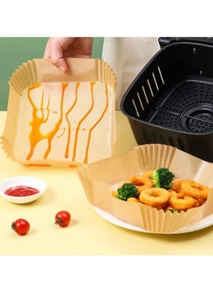 Generic 50-Pack Square Parchment Paper Air Fryer Liners - Food-Grade Safe Baking and Roasting Liner for Microwave - Square Disposable Air Fryer Paper Bowl, Safe Liners for Air Fryers - Fits 16cm Fryer Baskets - Oil & Water Resistant Parchment Baking Paper  - Image 2