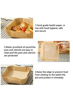Generic 50-Pack Square Parchment Paper Air Fryer Liners - Food-Grade Safe Baking and Roasting Liner for Microwave - Square Disposable Air Fryer Paper Bowl, Safe Liners for Air Fryers - Fits 16cm Fryer Baskets - Oil & Water Resistant Parchment Baking Paper  - Image 3
