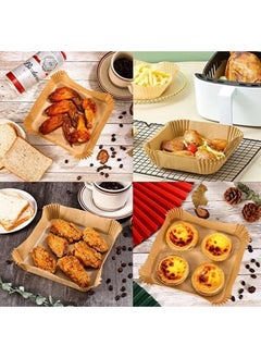Generic 50-Pack Square Parchment Paper Air Fryer Liners - Food-Grade Safe Baking and Roasting Liner for Microwave - Square Disposable Air Fryer Paper Bowl, Safe Liners for Air Fryers - Fits 16cm Fryer Baskets - Oil & Water Resistant Parchment Baking Paper  - Image 4