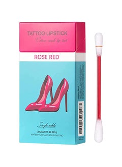 20 PCS/Box Of Tattoo Lipstick Cotton Swabs, Women's Long-Lasting Lip Gloss, Durable Waterproof Liquid Non-Stick Lipstick Set, Portable Lip Glaze (rose red)