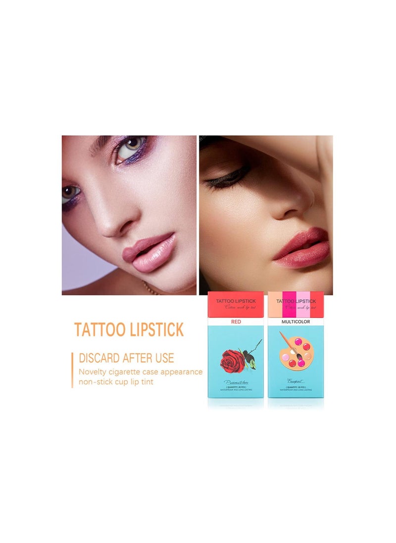 Generic - 20 PCS/Box Of Tattoo Lipstick Cotton Swabs, Women's Long-Lasting Lip Gloss, Durable Waterproof Liquid Non-Stick Lipstick Set, Portable Lip Glaze (rose red) - Image 1