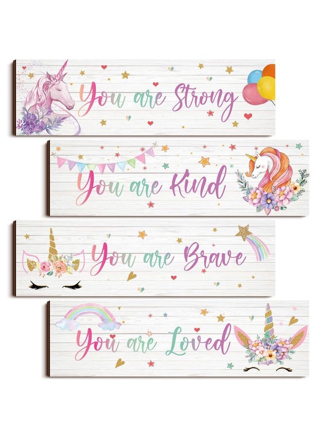 Yulejo Unicorn Rainbow Girls Room Wall Decor Unicorn Rainbow Motivational Wall Art Inspirational Wall Art Room Decor Unicorn Bedroom Decor for Girls Kids Bedroom Nursery Decorations(Cute Style, Cute - Image 1