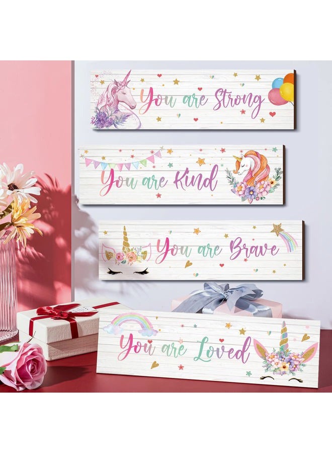 Yulejo Unicorn Rainbow Girls Room Wall Decor Unicorn Rainbow Motivational Wall Art Inspirational Wall Art Room Decor Unicorn Bedroom Decor for Girls Kids Bedroom Nursery Decorations(Cute Style, Cute - Image 2