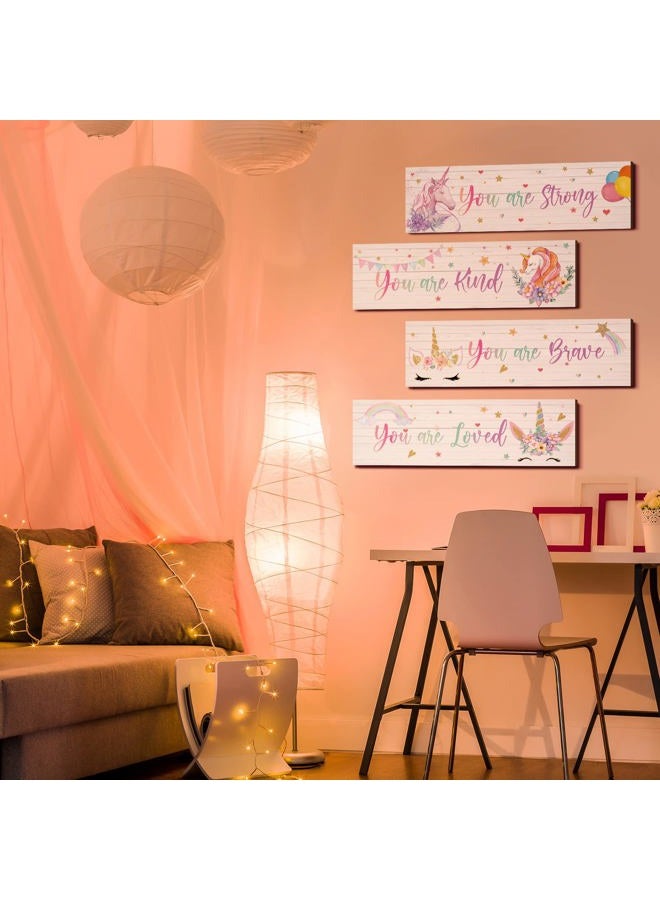 Yulejo Unicorn Rainbow Girls Room Wall Decor Unicorn Rainbow Motivational Wall Art Inspirational Wall Art Room Decor Unicorn Bedroom Decor for Girls Kids Bedroom Nursery Decorations(Cute Style, Cute - Image 4