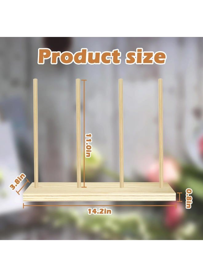 Dromco Wooden Ribbon Organizer, Ribbon Rack Storage, Ribbon Spool Holder Organizer, Washi Tape Organizer for Craft Room Sewing Mesh Crochet Thread Tape Wreath Roll Florist Arts Wrapping Gift - Image 3