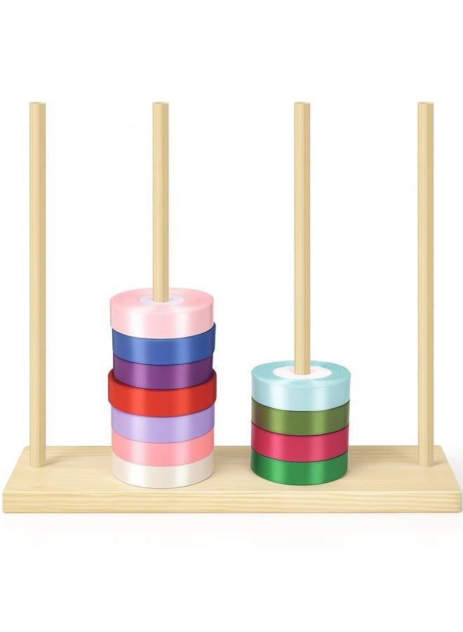 Dromco Wooden Ribbon Organizer, Ribbon Rack Storage, Ribbon Spool Holder Organizer, Washi Tape Organizer for Craft Room Sewing Mesh Crochet Thread Tape Wreath Roll Florist Arts Wrapping Gift - Image 1