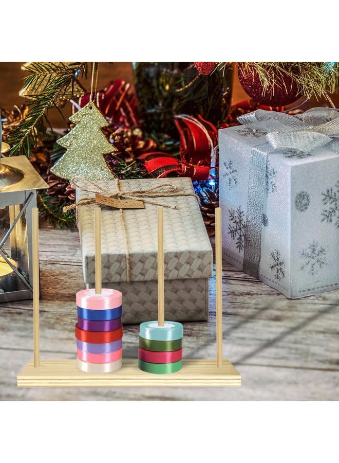 Dromco Wooden Ribbon Organizer, Ribbon Rack Storage, Ribbon Spool Holder Organizer, Washi Tape Organizer for Craft Room Sewing Mesh Crochet Thread Tape Wreath Roll Florist Arts Wrapping Gift - Image 5