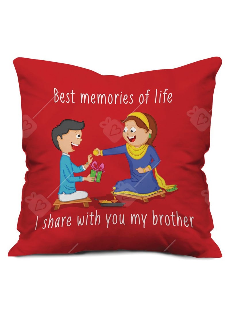 Indigifts Indigifts Bro Sis Sweet Moment Quote Printed Cushion Cover 12"X12" with Filler-Rakhi Gift for Brother, Raksha Bandhan Gift for Brother,Cushion for Brother, Gift for Rakhi, Brother Cushion, Gift  - Image 2