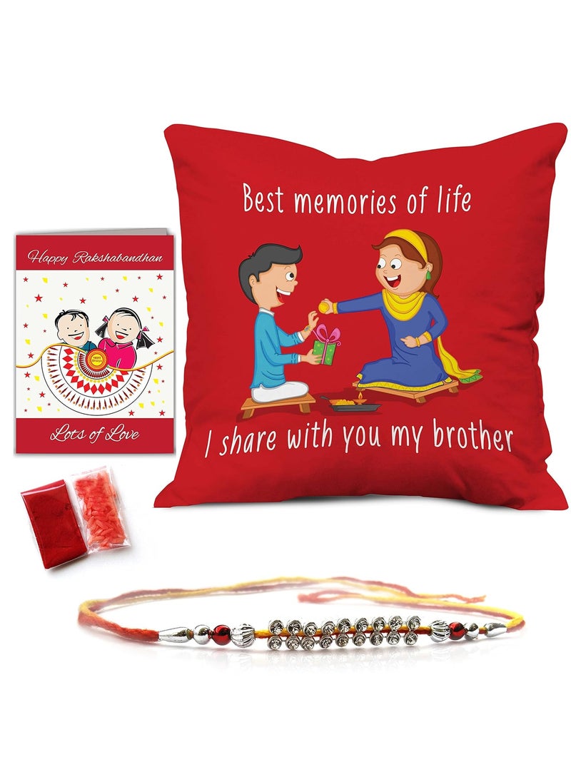 Indigifts Indigifts Bro Sis Sweet Moment Quote Printed Cushion Cover 12"X12" with Filler-Rakhi Gift for Brother, Raksha Bandhan Gift for Brother,Cushion for Brother, Gift for Rakhi, Brother Cushion, Gift  - Image 1