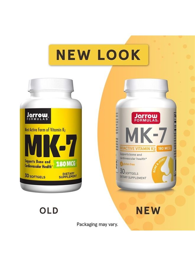 jarrow formulas MK-7 180 mcg - Bioactive Form of Vitamin K2 - 30 Servings (Softgels) - For Bone & Cardiovascular Health - Vitamin K2 MK-7 Dietary Supplement - K2 Vitamin Supplement MK-7 - Gluten Free - Image 2