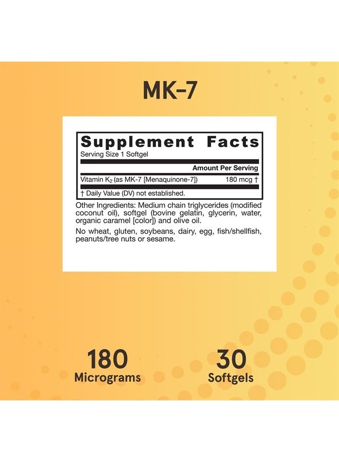jarrow formulas MK-7 180 mcg - Bioactive Form of Vitamin K2 - 30 Servings (Softgels) - For Bone & Cardiovascular Health - Vitamin K2 MK-7 Dietary Supplement - K2 Vitamin Supplement MK-7 - Gluten Free - Image 3