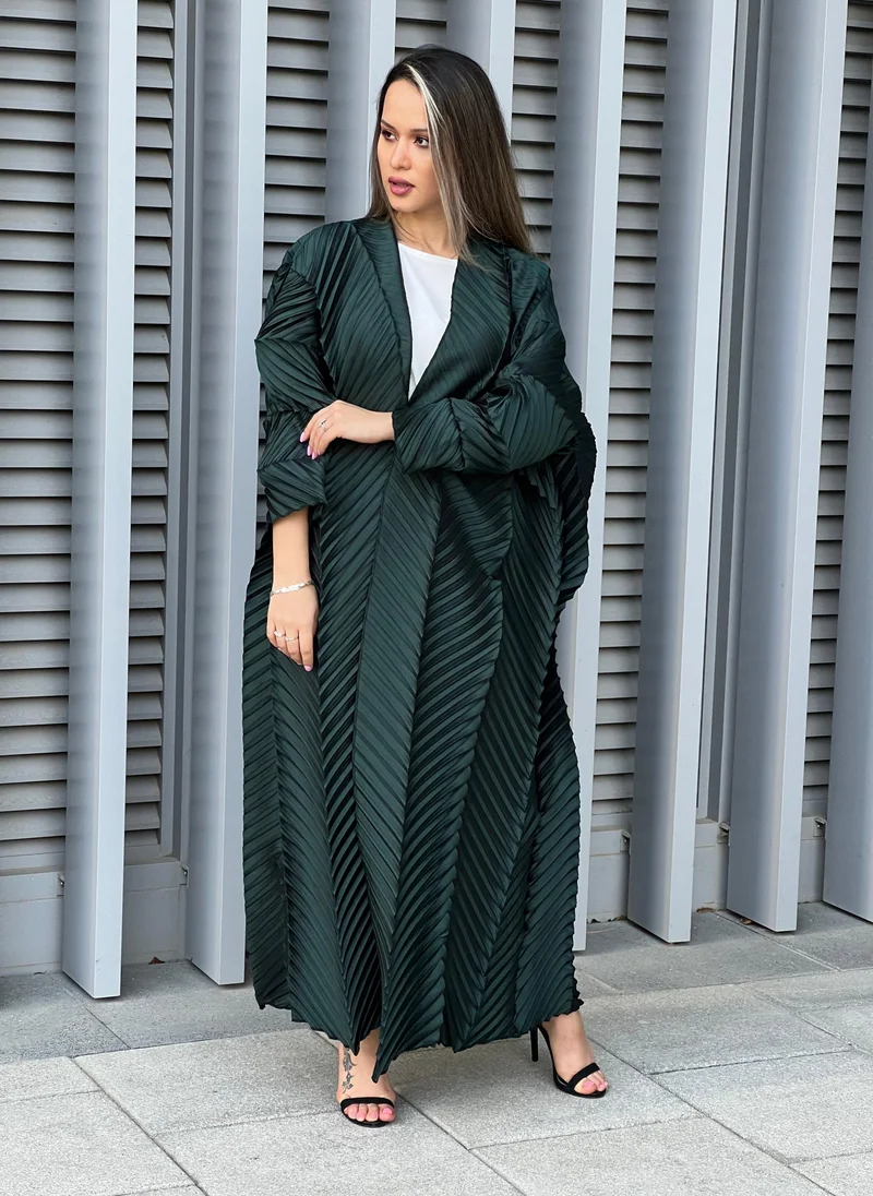 Moistreet Pleated Taffeta Abaya