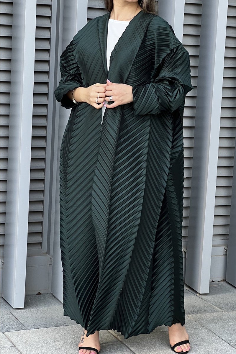 Moistreet Pleated Taffeta Abaya - Image 3