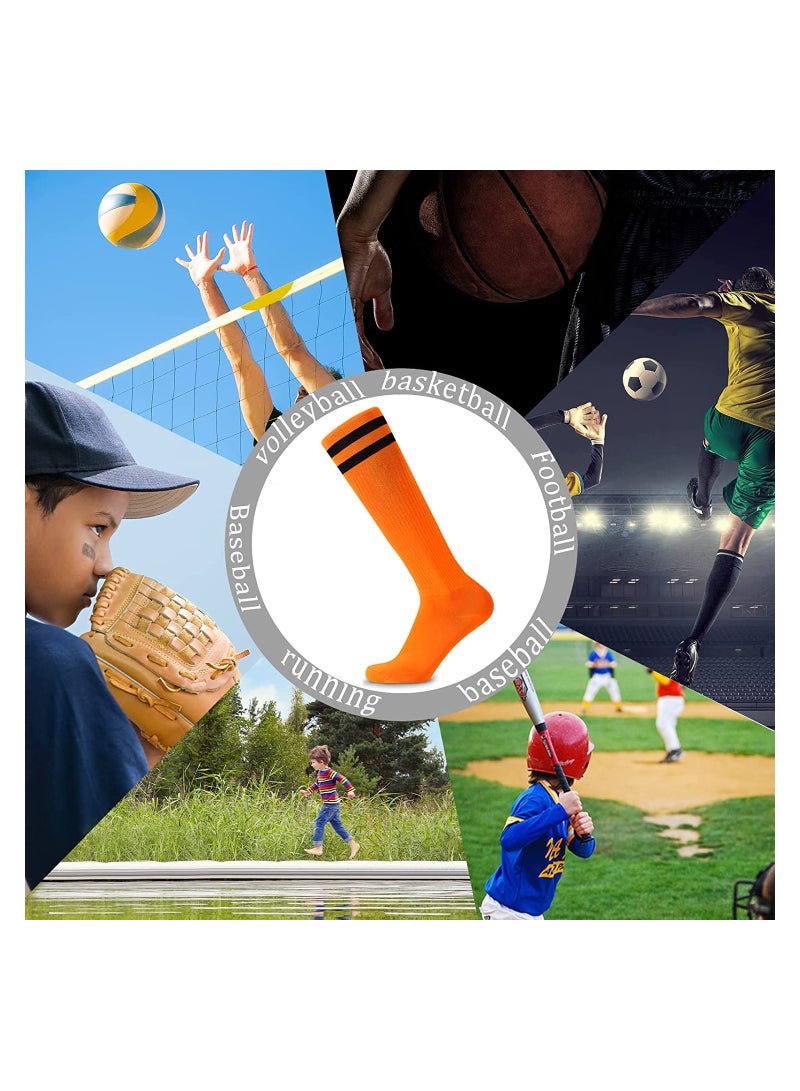 Luckam 3 Pairs Kids Soccer Socks Long Football Knee High Athletic School Team Dance  Sports Socks for 5 to 12 Youth Boys Girls Orange - Image 2