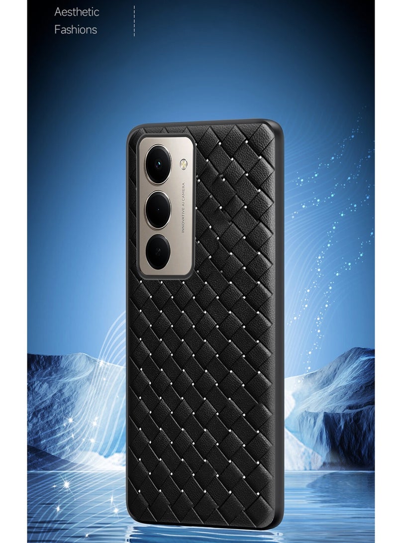 Wtech Xiaomi Redmi 15 5G 2025 Woven With Leather Feel Soft Silicone Back Case Cover (MCCPSN) - Black - Image 4