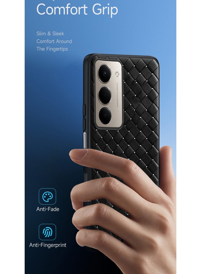 Wtech Xiaomi Redmi 15 5G 2025 Woven With Leather Feel Soft Silicone Back Case Cover (MCCPSN) - Black - Image 2