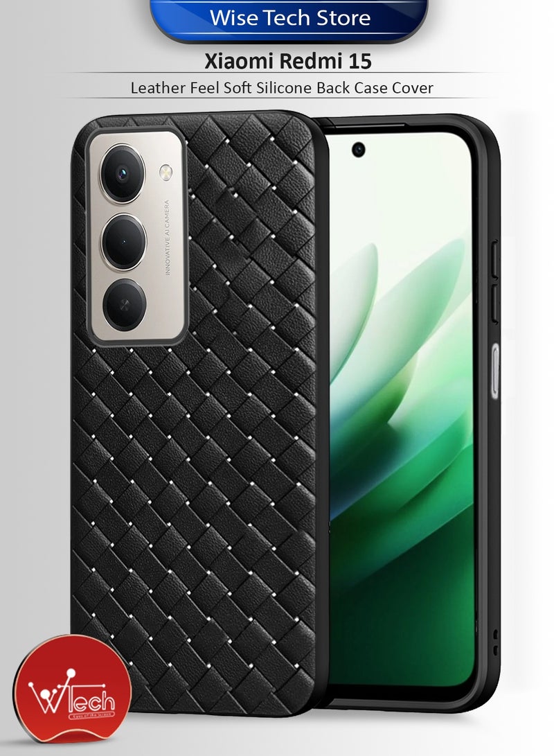 Wtech Xiaomi Redmi 15 5G 2025 Woven With Leather Feel Soft Silicone Back Case Cover (MCCPSN) - Black - Image 1