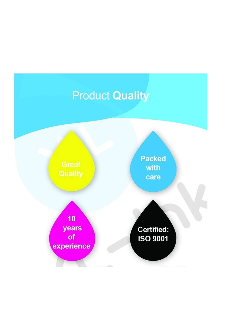 Terabyte حبر GI-490 متوافق مع طابعة كانون لطراز PIXMA G3400، G2400، G1400، G4400، G4410، G3410، G2410، G1410، G3411، G2411، G1411، G4411 (عبوة 4 - أسود، أزرق، وردي، أصفر) - Image 5