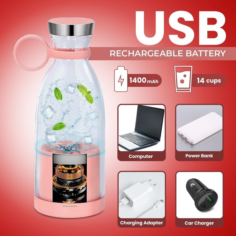 THEWAPEUTIC ENTERPRISE Rechargeable Mini Juicer Blender Portable Juicer Bottle Electric Fruit Juice Maker Machine Personal Size Juicer Bottle Blender Grinder Mixer for Juices Shakes and Smoothies - Image 3