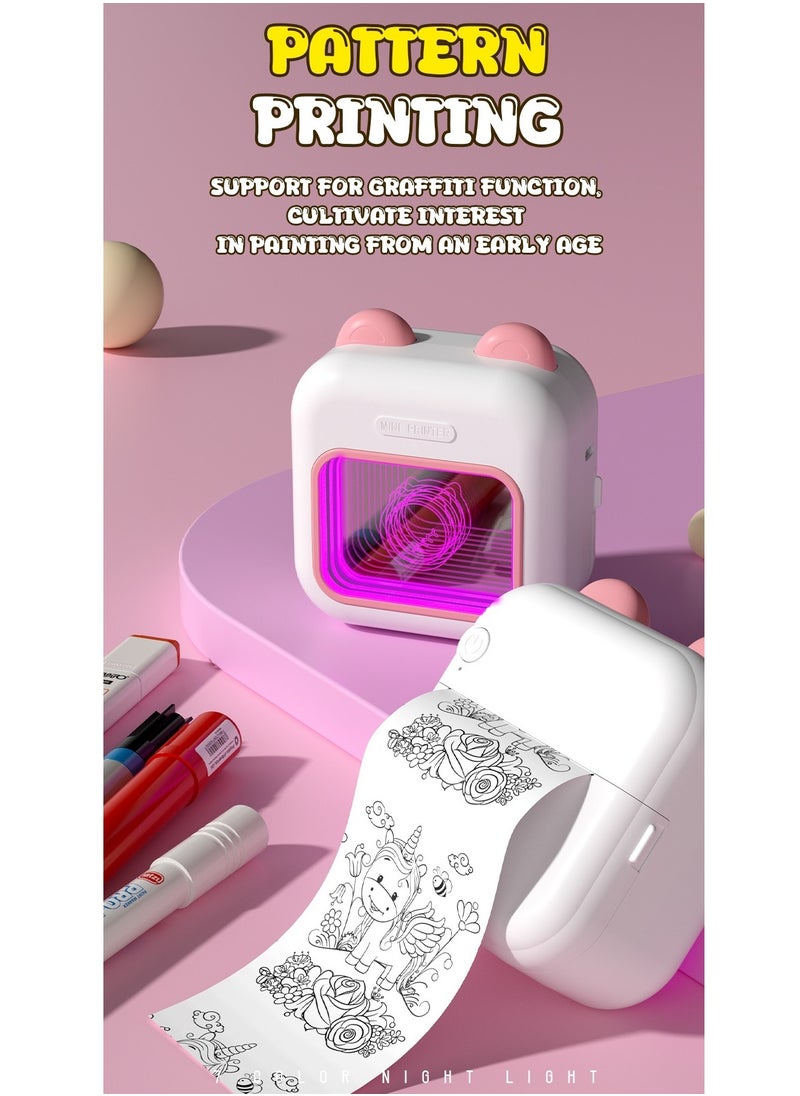 Generic - 3 in 1 Portable Printer + Night Light + Mirror, Wireless Bluetooth Photo Printer Portable Thermal Label Printer - Mini Printer, Mini Receipt Printer Compatible with IOS and Android, Blue - Image 1