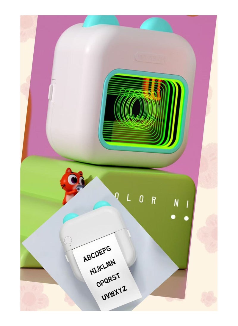 Generic - 3 in 1 Portable Printer + Night Light + Mirror, Wireless Bluetooth Photo Printer Portable Thermal Label Printer - Mini Printer, Mini Receipt Printer Compatible with IOS and Android, Blue - Image 1
