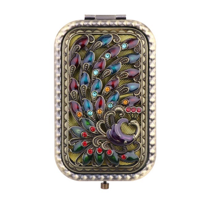 RETRO POCKET MAKEUP MIRROR DOUBLESIDED FOLDABLE COMPACT MIRROR FOR TRAVEL SHOPPING OUTDOOR USE HIGH DEFINITION SURFACE WOMEN
