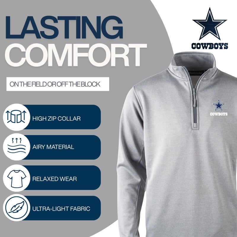 Dunbrooke Dallas Cowboys All-Star Menâ€™s Quarter Zip Fleece Pullover with Mock Neck and Side Pockets, Heather Grey, 3XL - Image 3