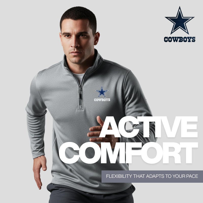 Dunbrooke Dallas Cowboys All-Star Menâ€™s Quarter Zip Fleece Pullover with Mock Neck and Side Pockets, Heather Grey, 3XL - Image 5