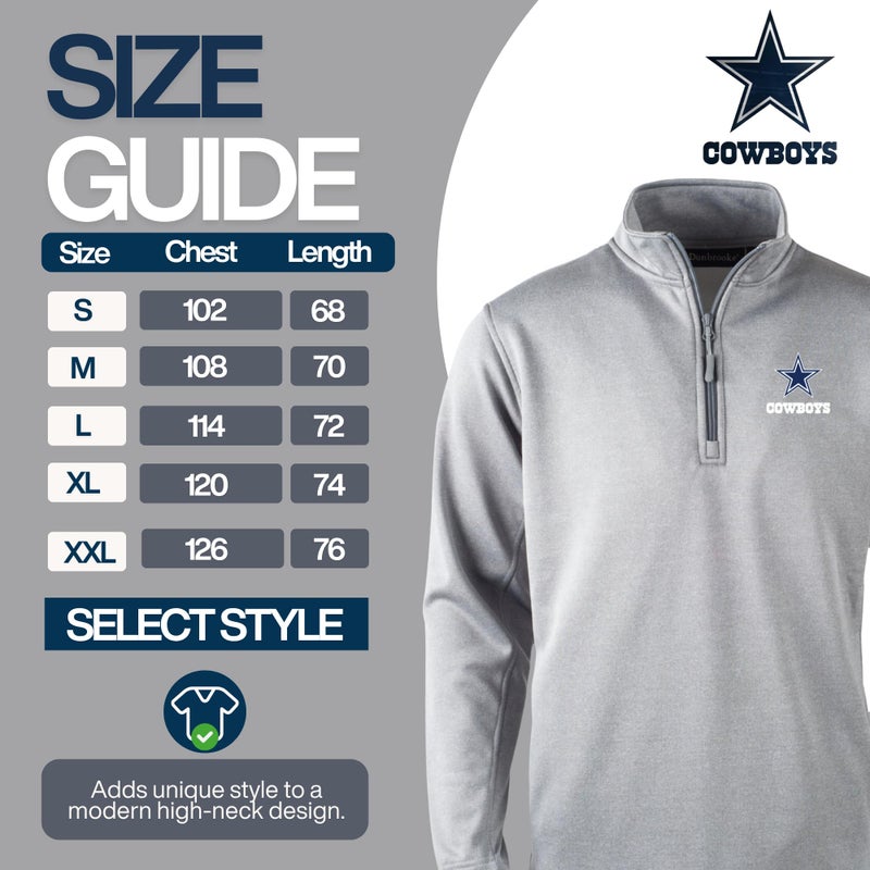 Dunbrooke Dallas Cowboys All-Star Menâ€™s Quarter Zip Fleece Pullover with Mock Neck and Side Pockets, Heather Grey, 3XL - Image 4
