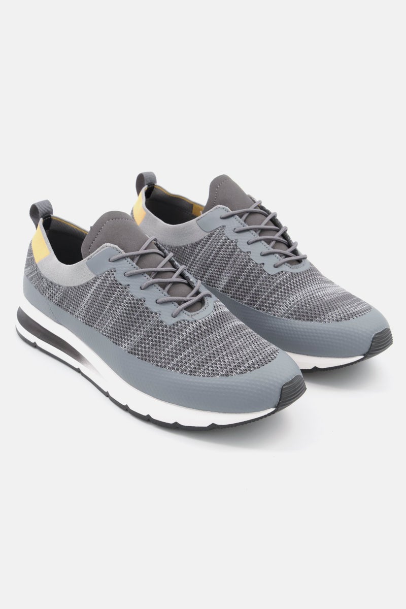 Tahari حذاء رجالي برباط منقوش، رمادي/أبيض/أسود - Image 1