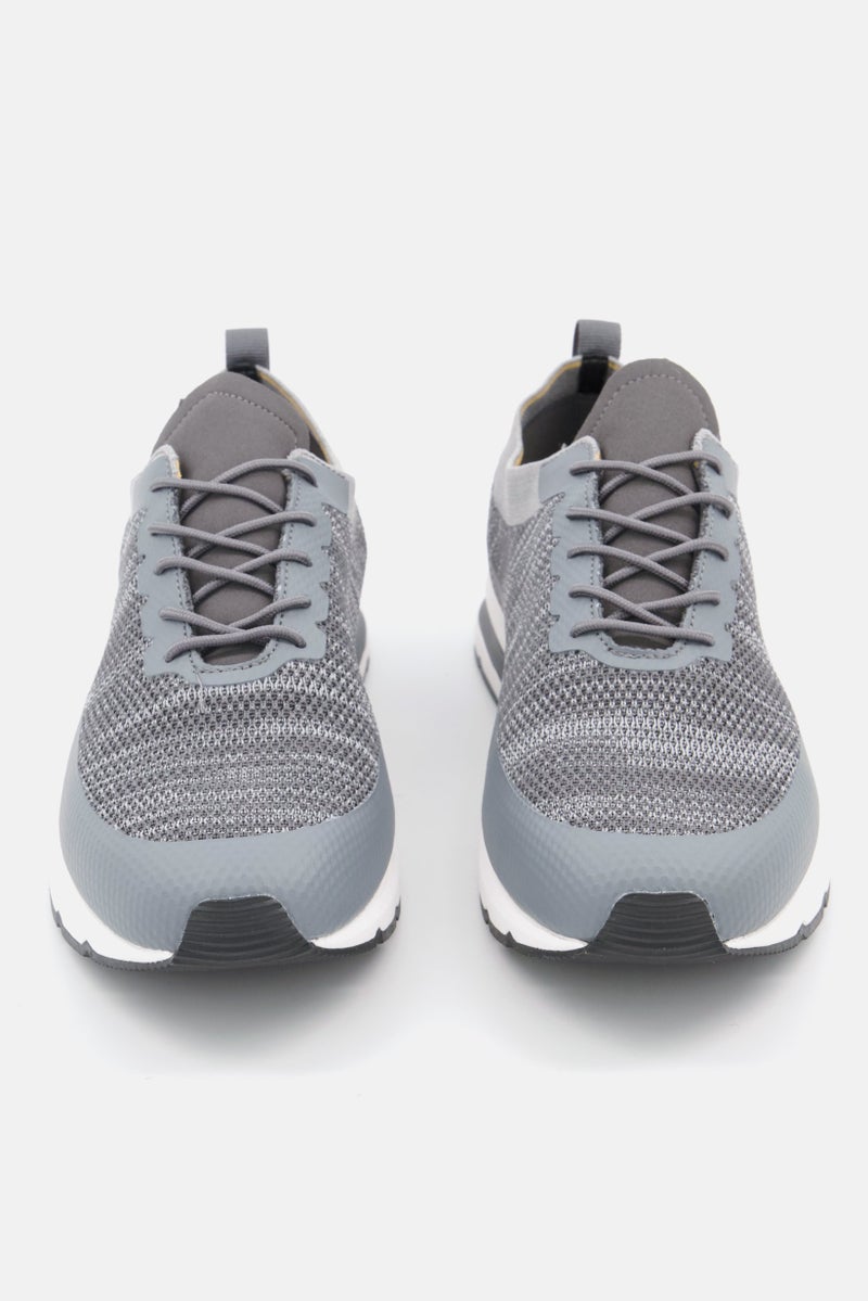 Tahari حذاء رجالي برباط منقوش، رمادي/أبيض/أسود - Image 3