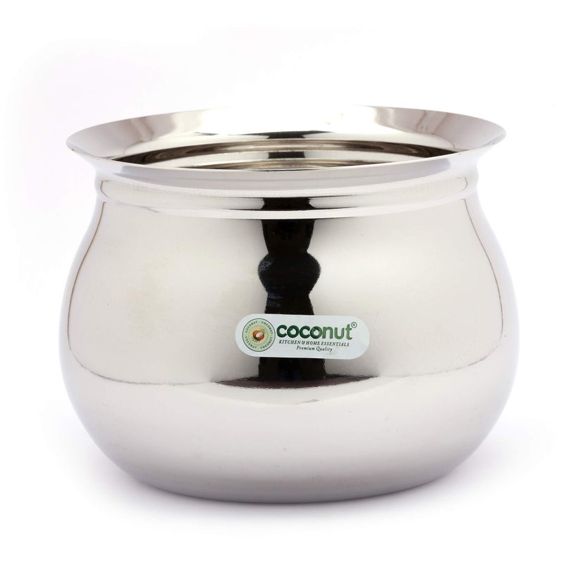 Coconut Stainless Steel Kanchi Handi/Cookware (Without Handle & Lid) - 1 Unit - Capacity -800ML