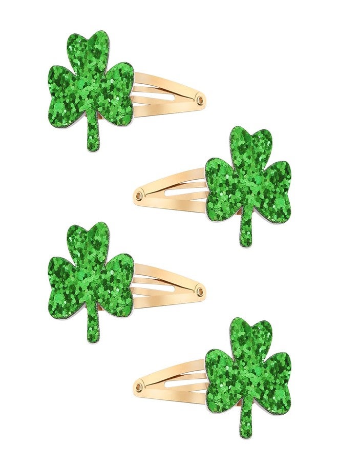Fancheer 2 Pairs Glitter Green Clover Hair Clips Lucky Shamrock Hairpins Women Girls St. Patrick's Day Hair Accessories - Image 1