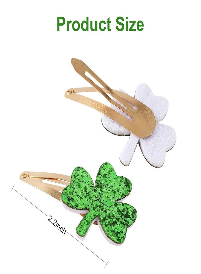 Fancheer 2 Pairs Glitter Green Clover Hair Clips Lucky Shamrock Hairpins Women Girls St. Patrick's Day Hair Accessories - Image 2