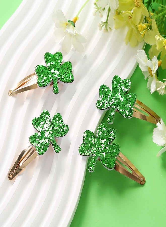 Fancheer 2 Pairs Glitter Green Clover Hair Clips Lucky Shamrock Hairpins Women Girls St. Patrick's Day Hair Accessories - Image 4