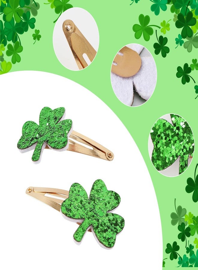 Fancheer 2 Pairs Glitter Green Clover Hair Clips Lucky Shamrock Hairpins Women Girls St. Patrick's Day Hair Accessories - Image 3